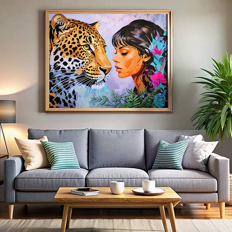 Girl and Leopard - Paint by Numbers