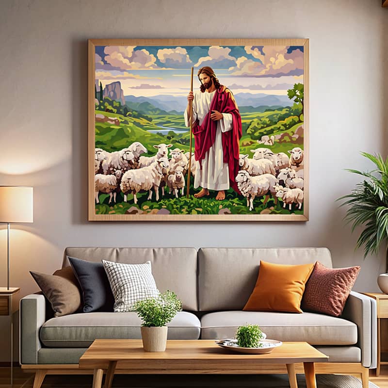 Jesus Christ with Sheep - Paint by Number