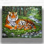 Mama Tiger and Babies - Paint by Numbers Kit