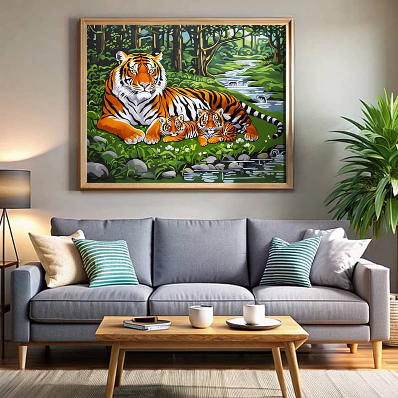 Mama Tiger and Babies - Paint by Numbers