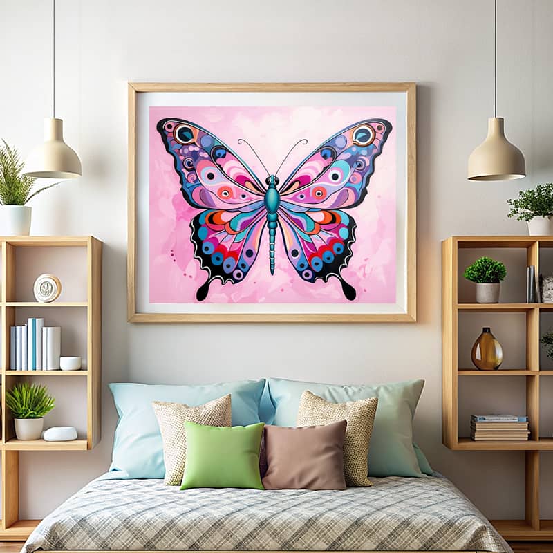 Pink Color Butterfly - Paint by Number