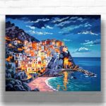 View of Manarola at Night - Paint by Numbers Kit
