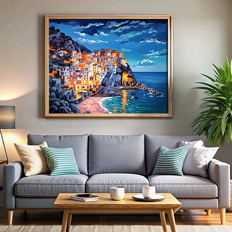 View of Manarola at Night - Paint by Numbers