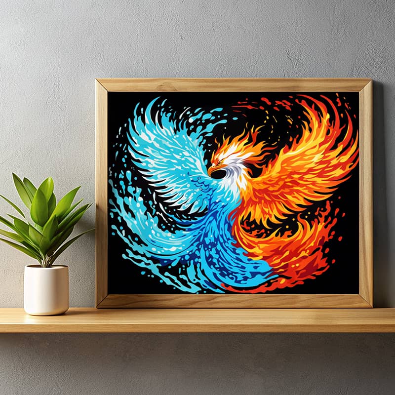 Fire and Ice Phoenix - Paint by Numbers Kit