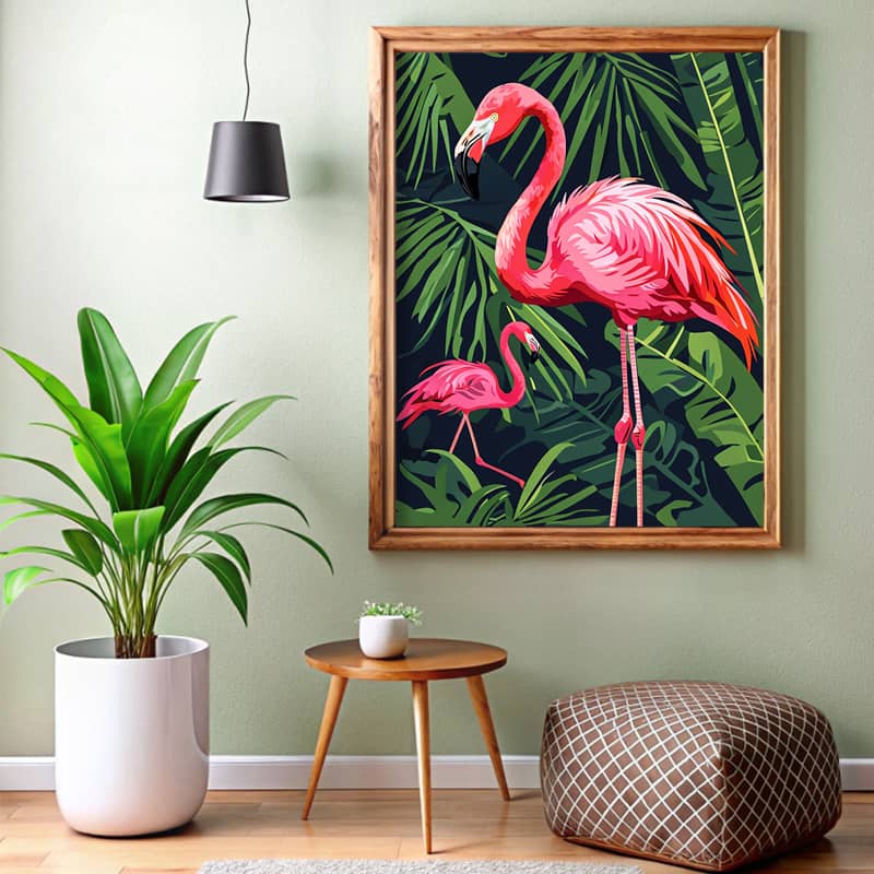 Flamingos in Jungle - Paint by Numbers Kit