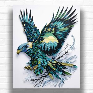 Flying Hawk Forest Silhouette - Paint by Numbers