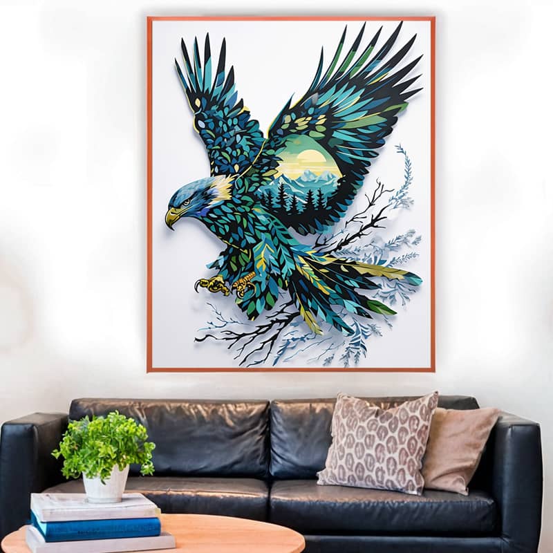 Flying Hawk Forest Silhouette - Paint by Numbers Kit