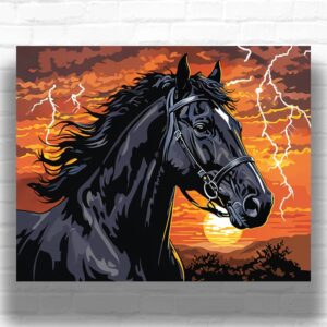 Lightning Storm Black Horse - Paint by Numbers