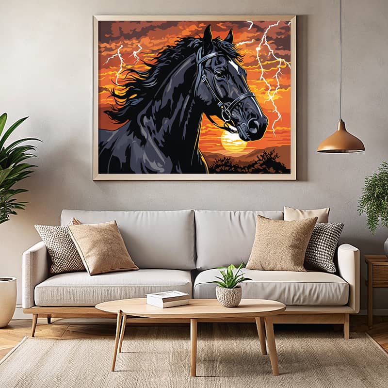 Lightning Storm Black Horse - Paint by Numbers Kit
