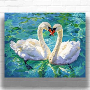 Lovely White Swan Couple - Paint by Numbers
