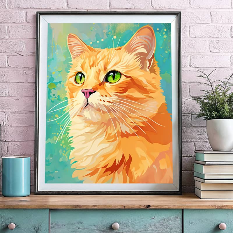 Orange Cat with Turquoise Eyes - Paint by Numbers Kit