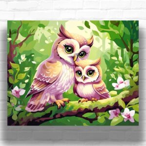 Owlets on a Branch - Paint by Numbers
