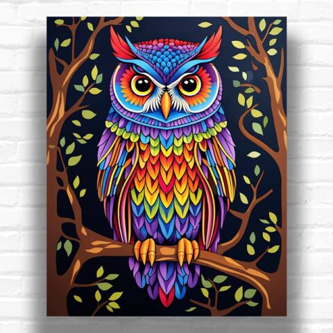 Rainbow Owl - Paint by Numbers Kit