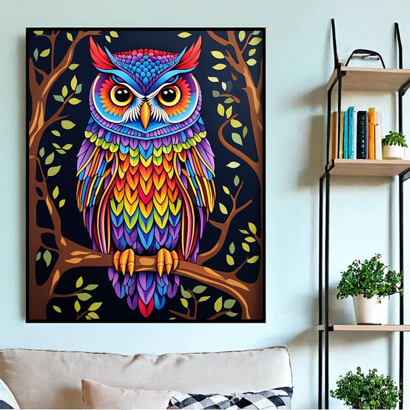 Rainbow Owl - Paint by Numbers