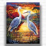Two Herons at Sunset - Paint by Numbers Kit