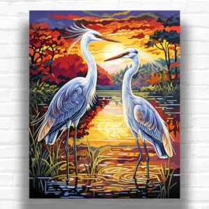 Two Herons at Sunset - Paint by Numbers Kit