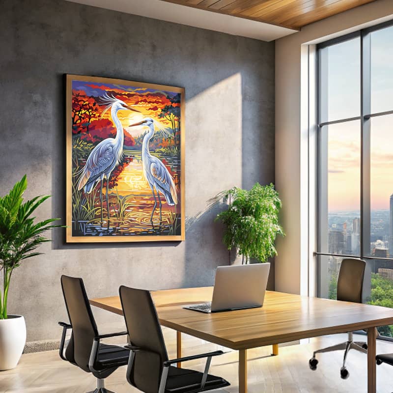 Two Herons at Sunset - Paint by Numbers