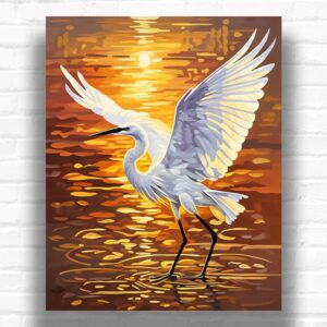 White Egret at Sunset - Paint by Number