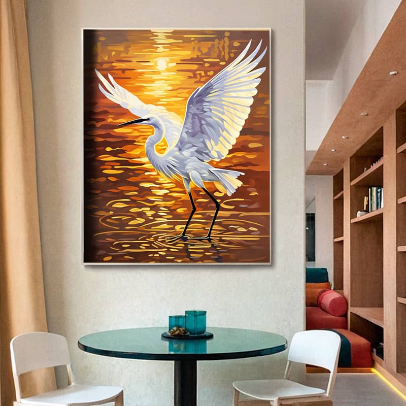 White Egret at Sunset - Paint by Numbers Kit