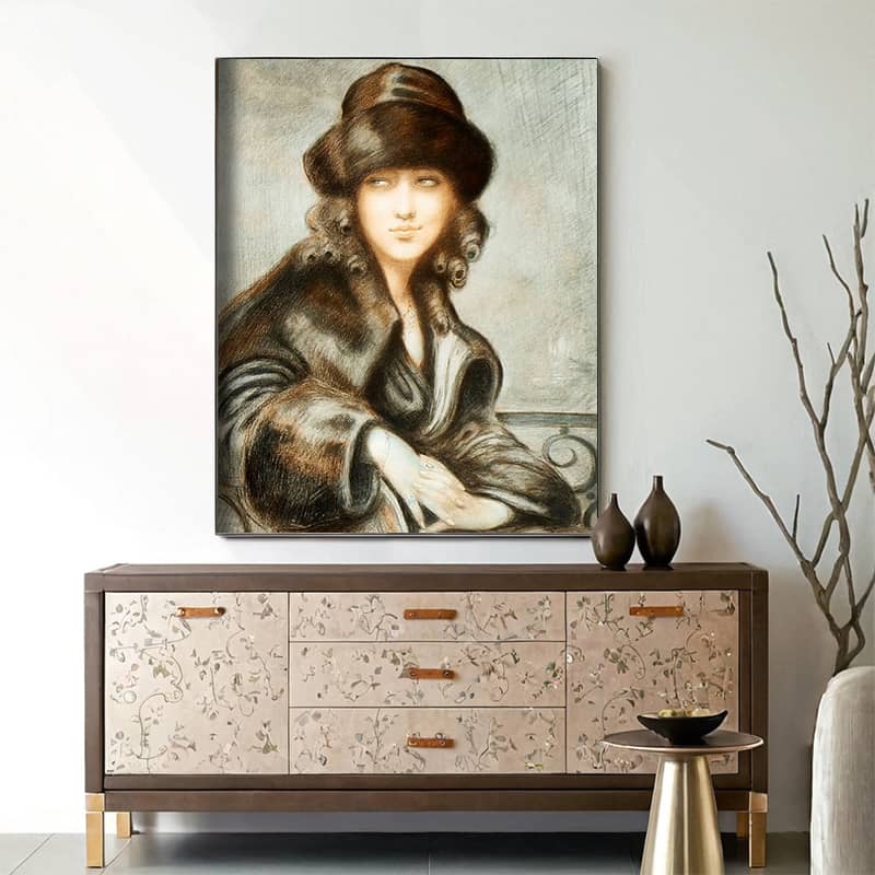 An Elegant Young Lady with a Fur Hat by Gerda Wegener Paint by Number - Famous Art