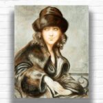 An Elegant Young Lady with a Fur Hat by Gerda Wegener Paint by Numbers - Famous Art