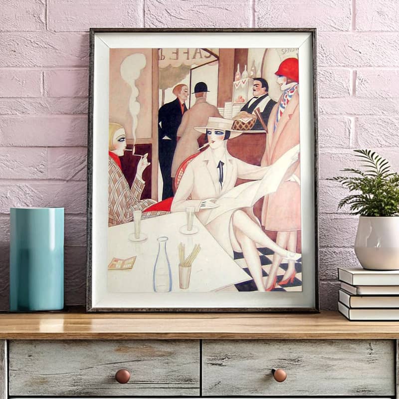 Au Cafe by Gerda Wegener Paint by Number - Art Deco Artwork