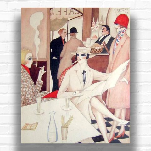 Au Cafe by Gerda Wegener Paint by Numbers - Art Deco Artwork