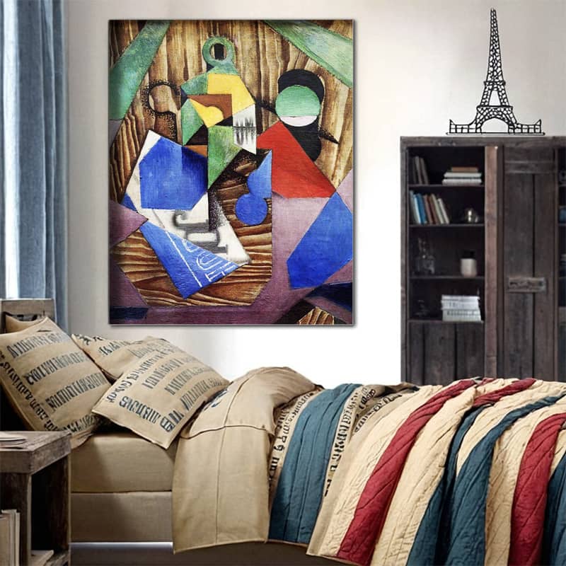 Bottle of Rum and Newspaper by Juan Gris Paint by Number - Cubist Still Life