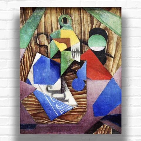 Bottle of Rum and Newspaper by Juan Gris Paint by Numbers - Cubist Still Life