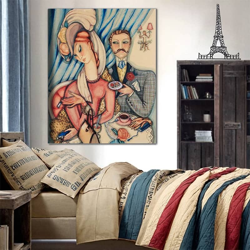 Couple Au Cafe by Gerda Wegener Paint by Numbers Kit – Vintage Art Deco Art