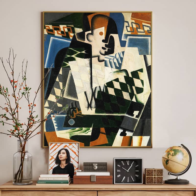 Harlequin with a Guitar by Juan Gris Paint by Number - Famous Geometric Artwork