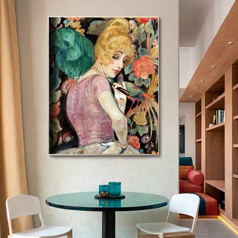 Lili with a Feather Fan by Gerda Wegener Paint by Number - Famous Artwork