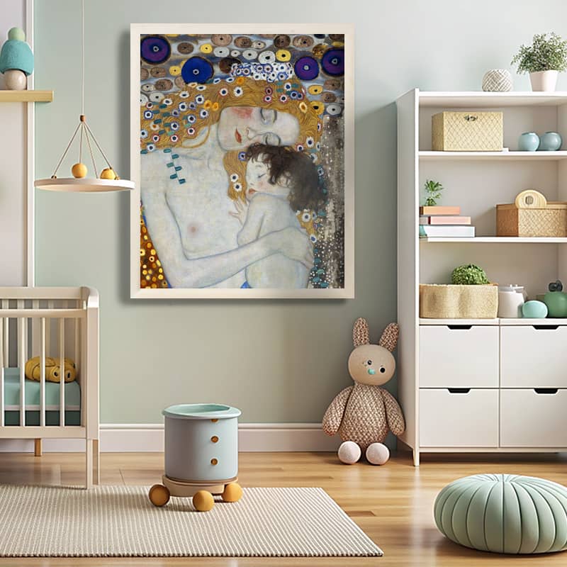 Mother and Child by Gustav Klimt Paint by Number - Famous Art Nouveau Artwork