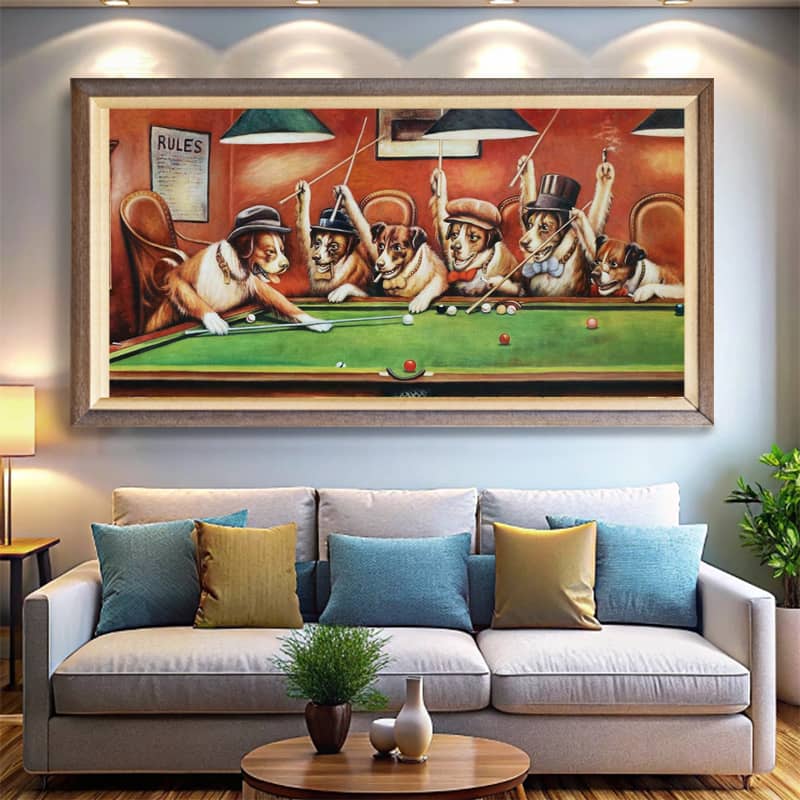 Pool Game by Cassius Marcellus Coolidge Paint by Numbers Kit – Dogs Playing Pool Art