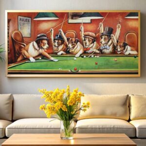 Pool Game by Cassius Marcellus Coolidge Paint by Numbers – Dogs Playing Pool Art