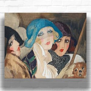 Three Women Under an Umbrella by Gerda Wegener Paint by Numbers - Art Deco Art