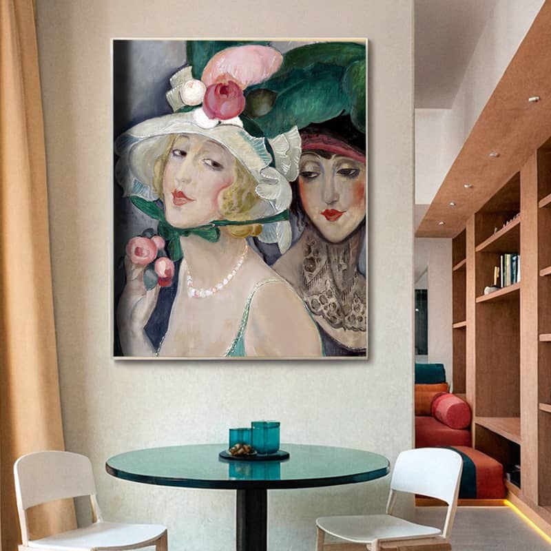 Two Cocottes with Hats by Gerda Wegener Paint by Number - Art Deco Artwork