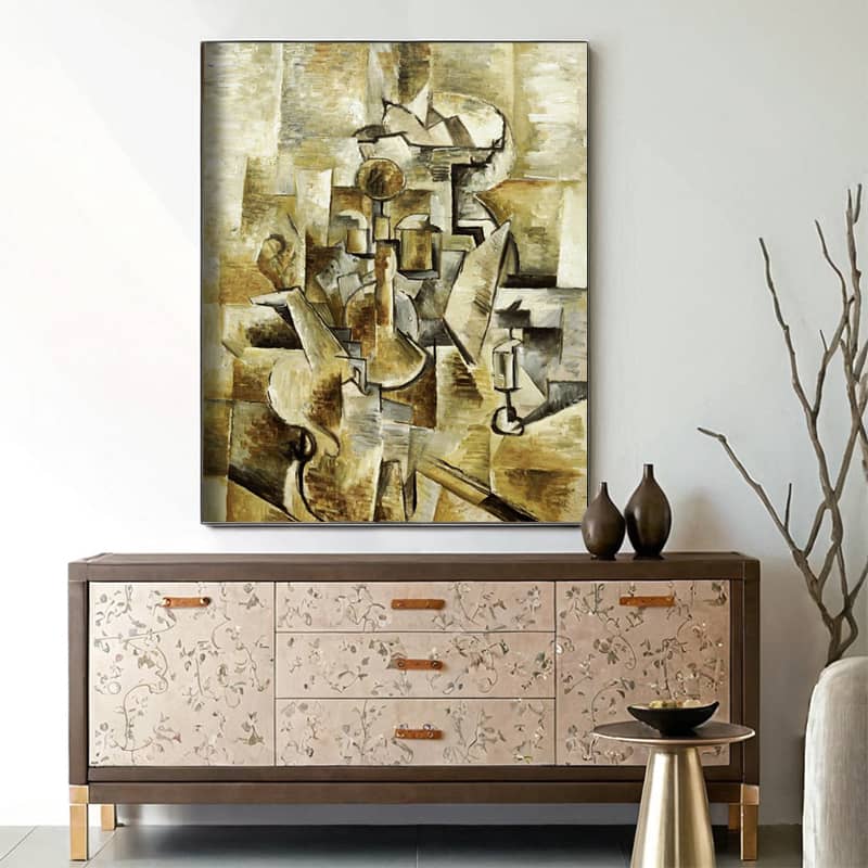 Violin and Candlestick by Georges Braque Paint by Number – Early Cubism Art