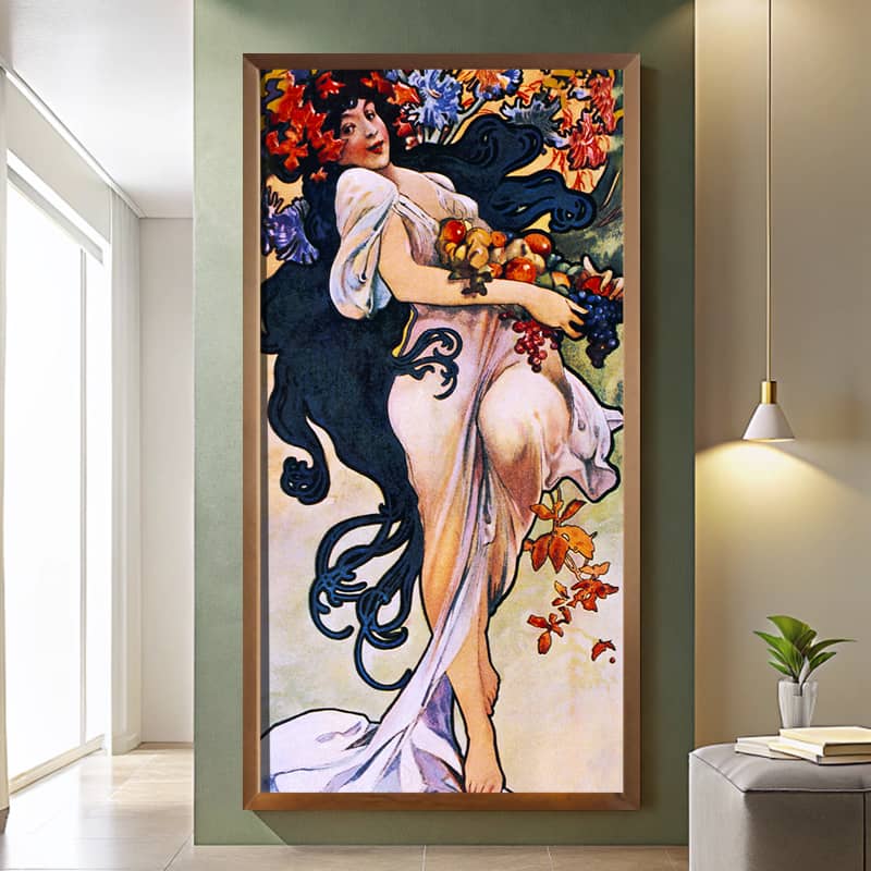 Autumn by Alphonse Mucha 1897 Paint by Numbers Kit - Art Nouveau Large Wall Art