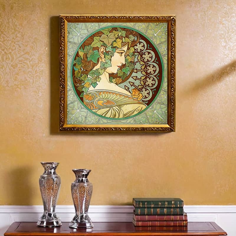 Laurel by Alphonse Mucha Paint by Number - Famous Art in Square Canvas