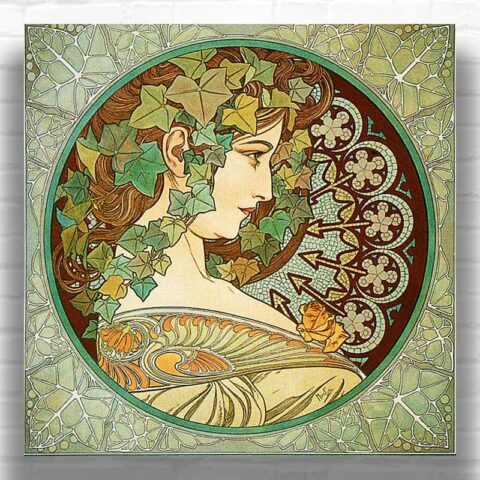Laurel by Alphonse Mucha Paint by Numbers - Famous Art in Square Canvas