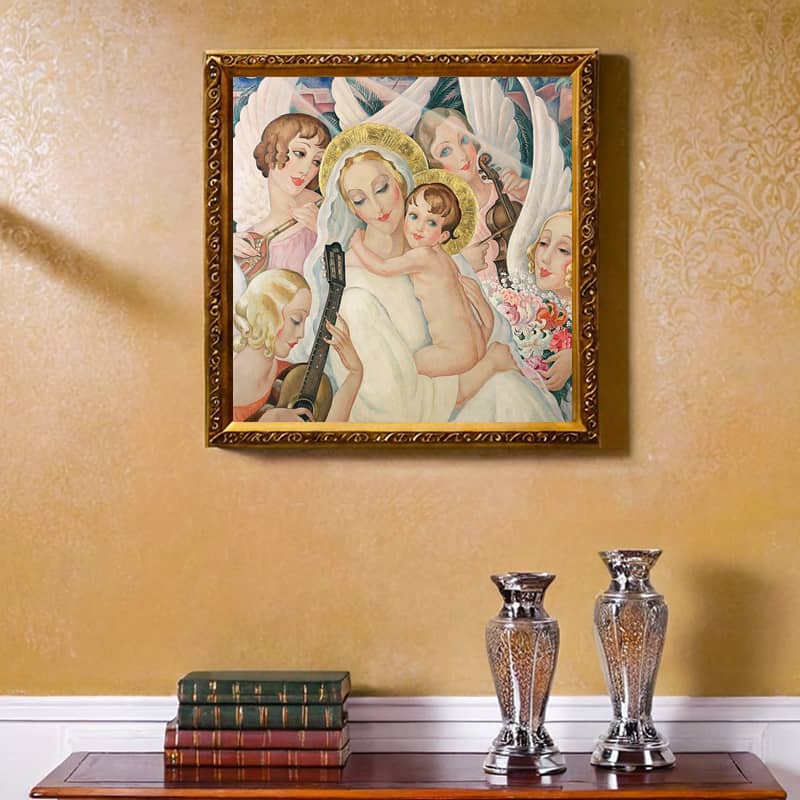 Madonna and Child, Surrounded by Angels with Musical Instruments by Gerda Wegener - Paint by Number