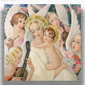 Madonna and Child, Surrounded by Angels with Musical Instruments by Gerda Wegener - Paint by Numbers