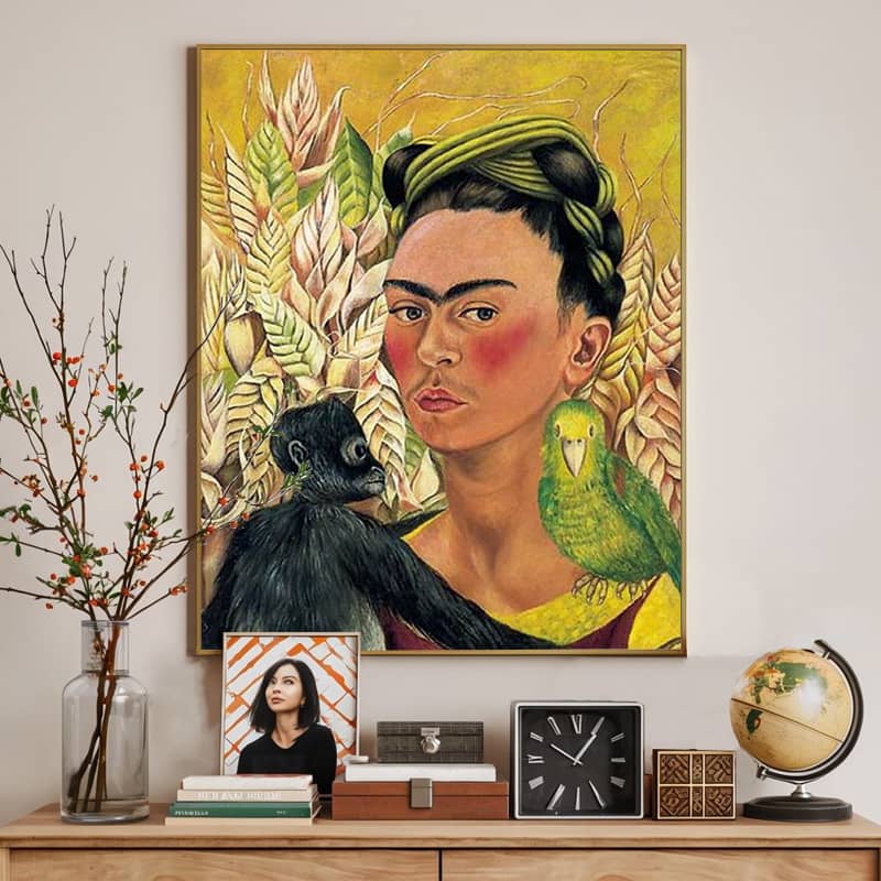 Self Portrait with Monkey and Parrot (1942) - Frida Kahlo Paint by Number