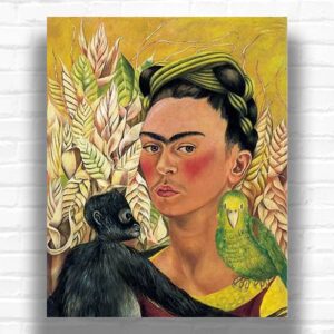 Self Portrait with Monkey and Parrot (1942) - Frida Kahlo Paint by Numbers