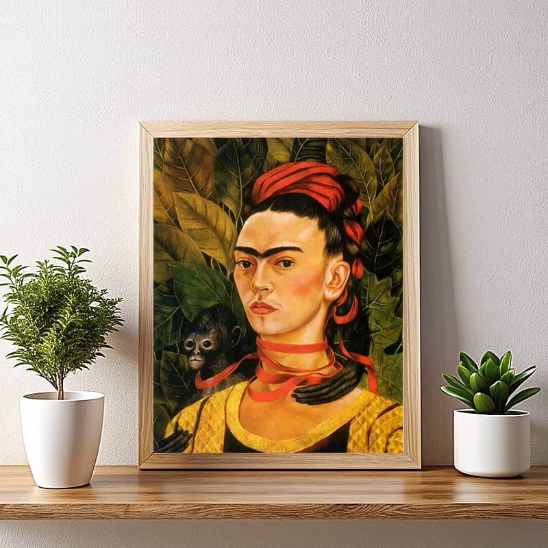 Self Portrait with Monkey by Frida Paint by Number - Famous Mexican Painter