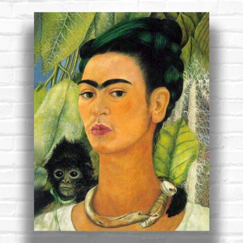 Self Portrait with a Monkey by Frida Kahlo Paint by Numbers