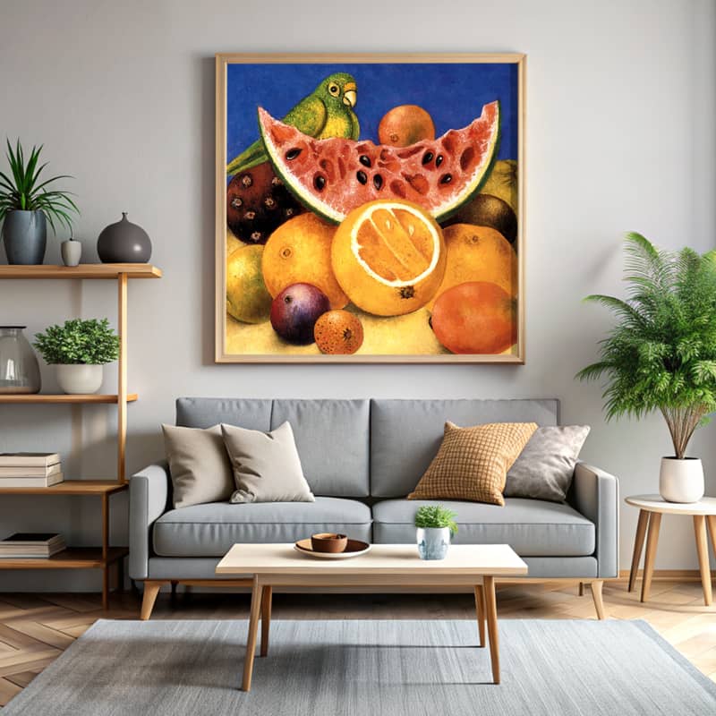 Still Life with Parrot by Frida Kahlo Paint by Number - Exotic Bird and Fruits