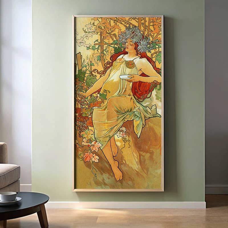The Autumn by Alphonse Mucha Paint by Numbers Kit - Large Size Vertical Canvas