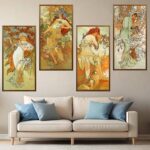 The Seasons by Alphonse Mucha 1896 Paint by Numbers – Large 4 Panel Canvas Set